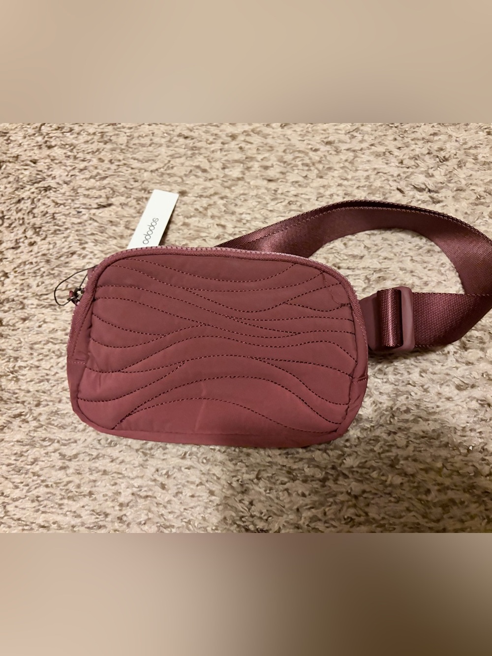 Ododos Sporty Quilted Mauve Crossbody Belt Bag